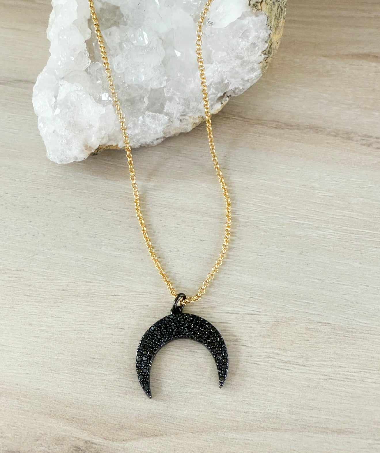 Crescent Moon Black Necklace