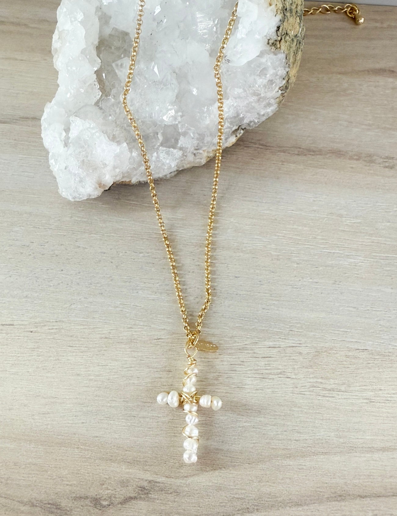 Natural Pearl Cross Necklace