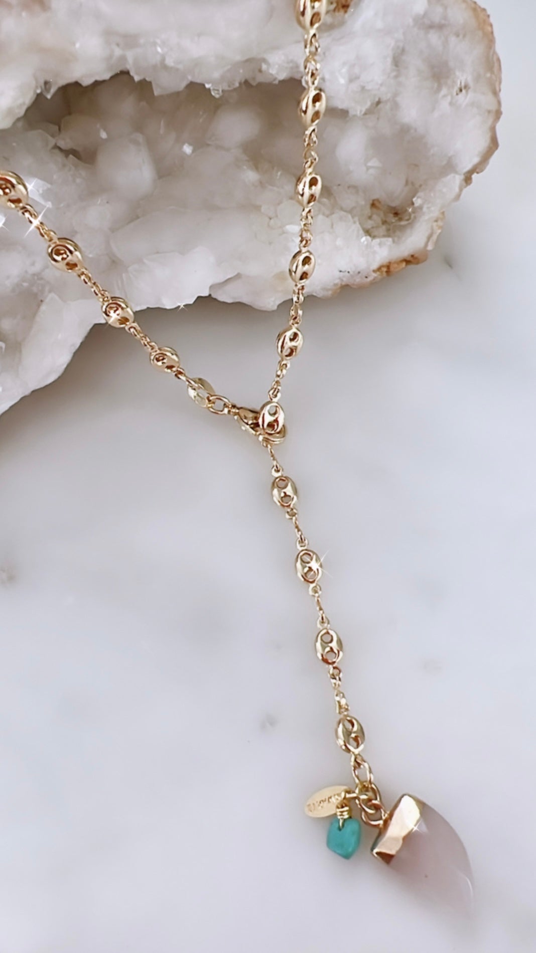 Rose Quartz Horn Necklace