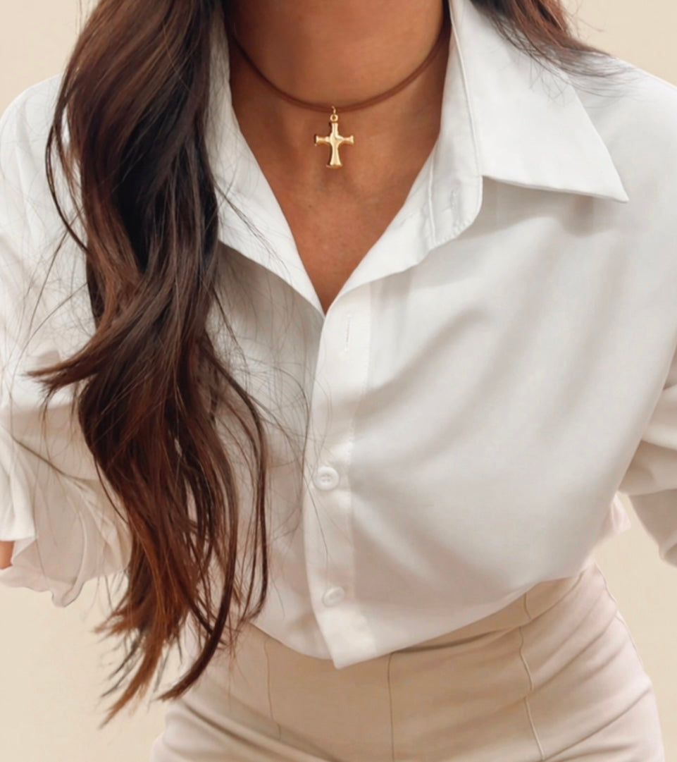 Chunky Cross Cord Necklace