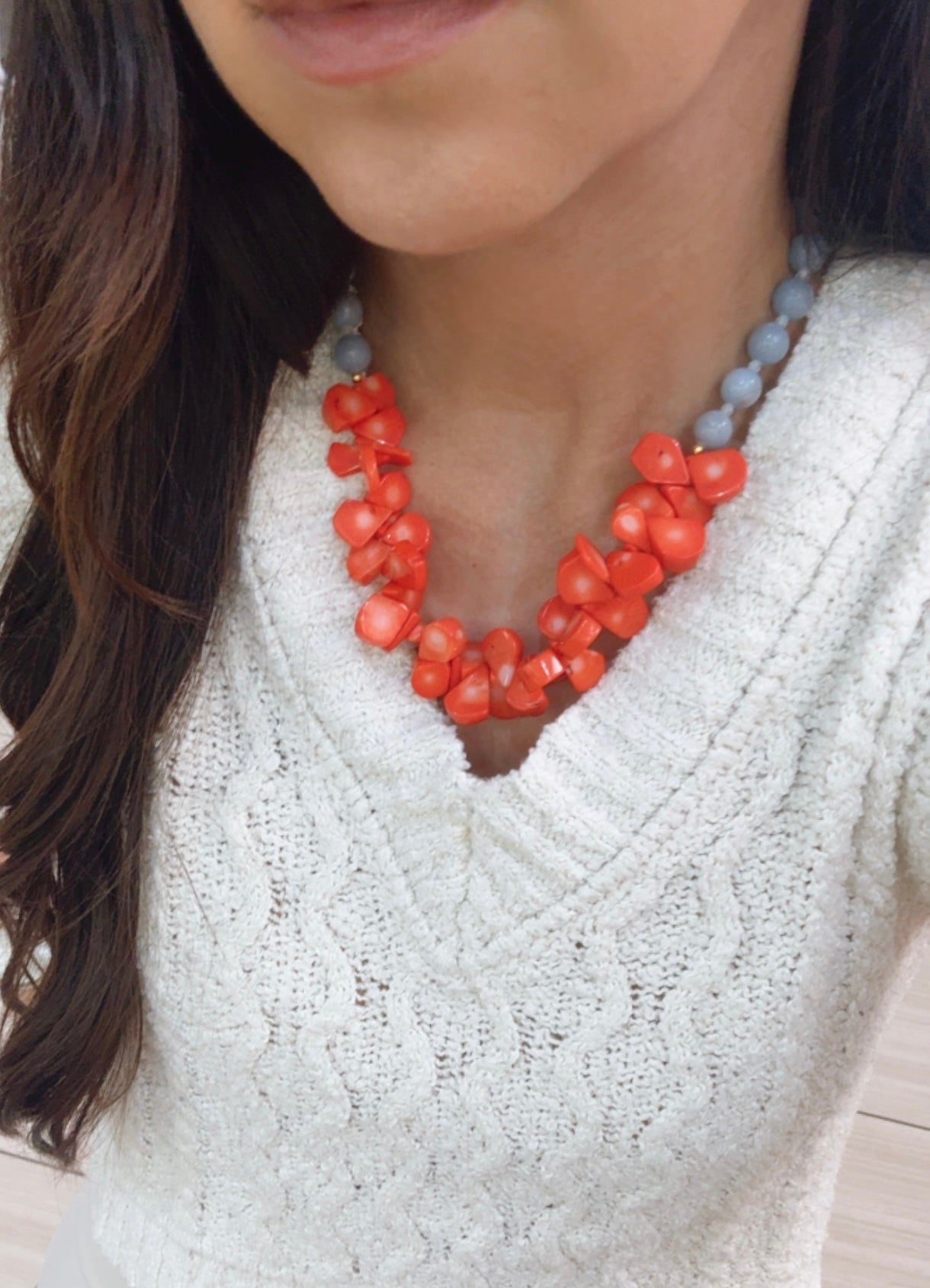 Coral (Peach) Stone Necklace