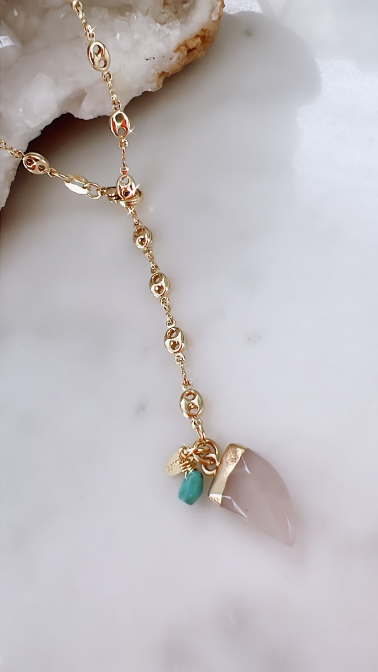 Rose Quartz Horn Necklace