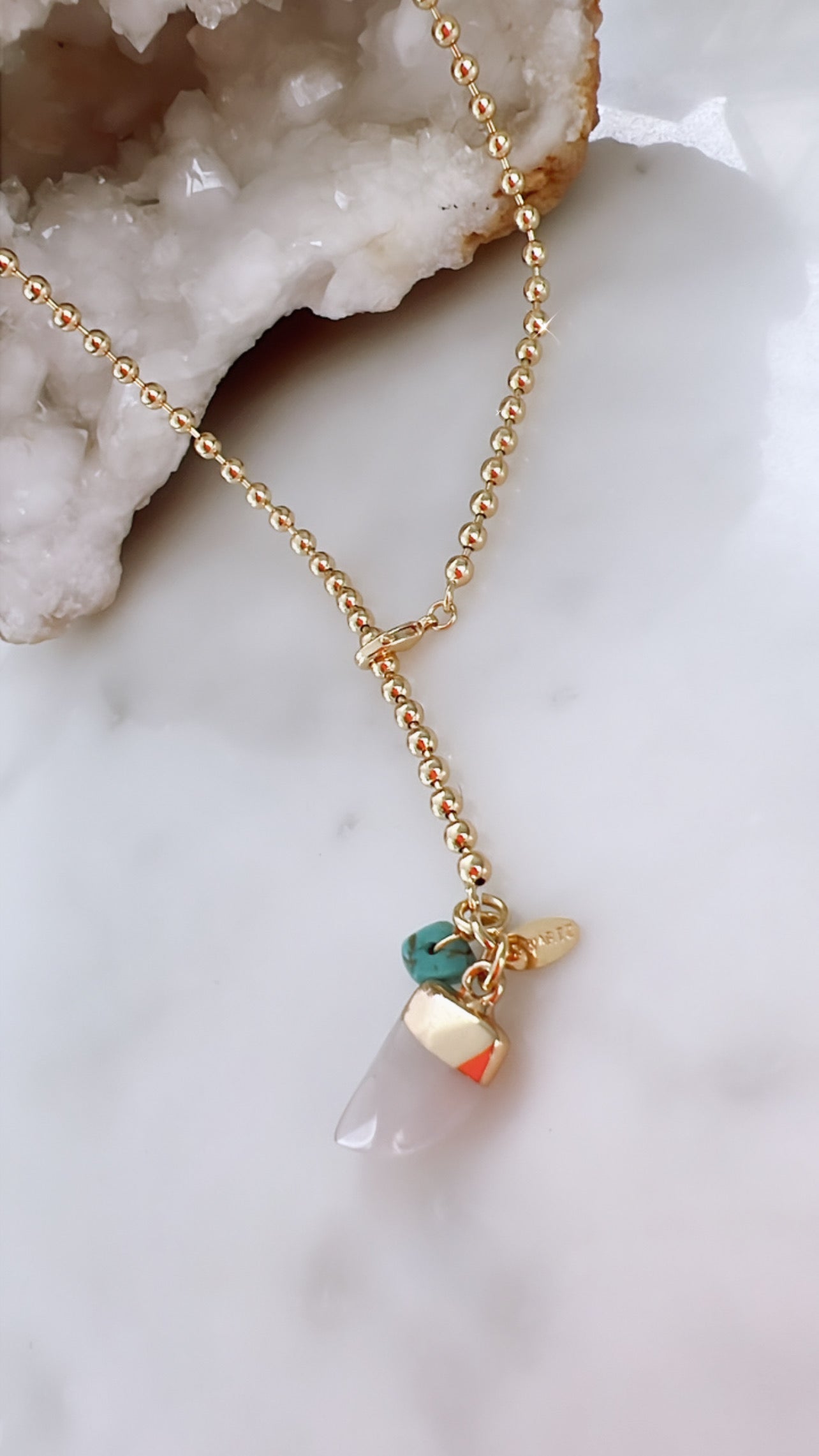 Rose Quartz Horn Necklace