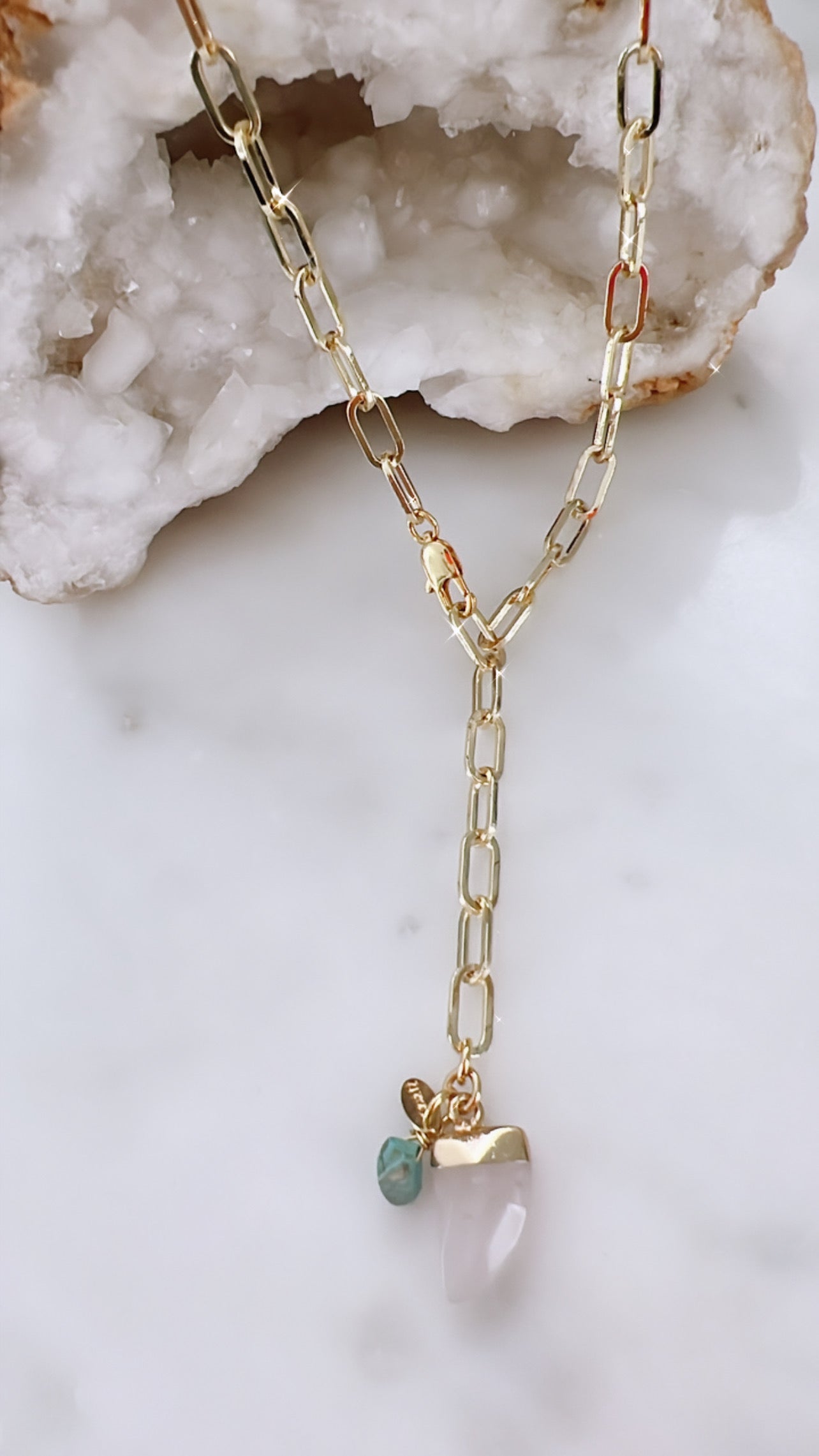 Rose Quartz Horn Necklace