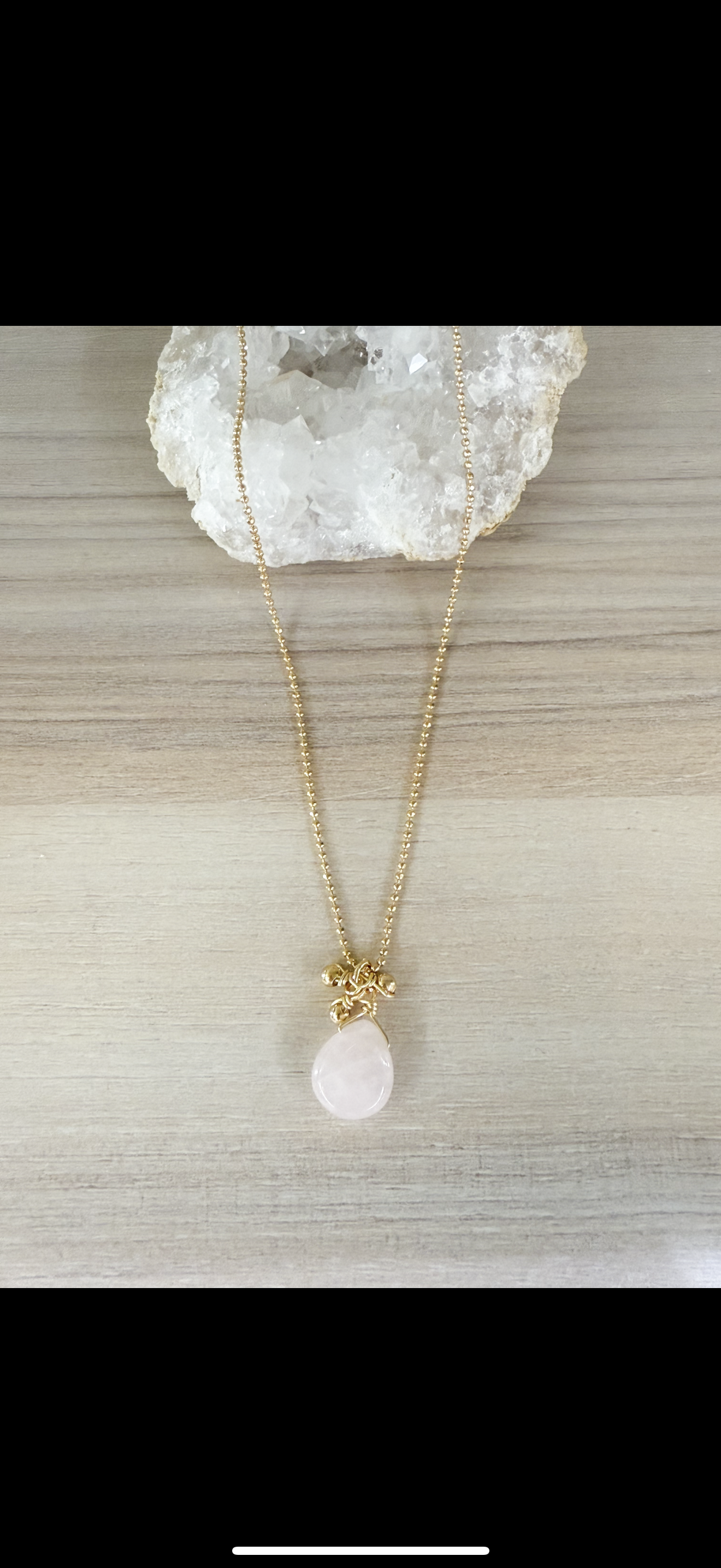 Rose Quartz Drop Necklace