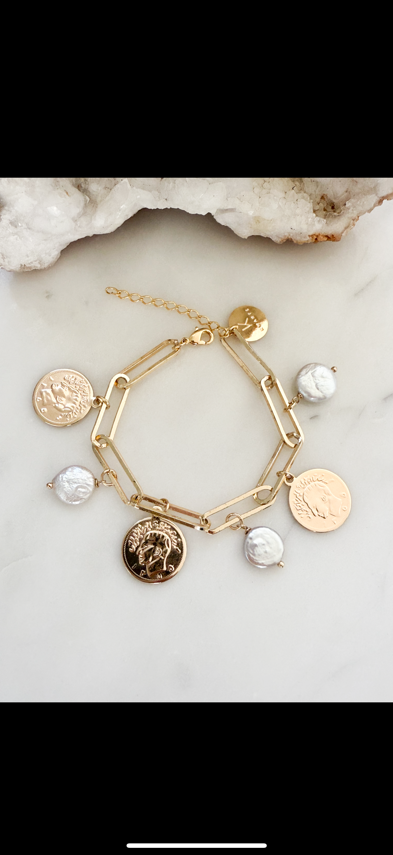 Coin & Coin Pearl Bracelet