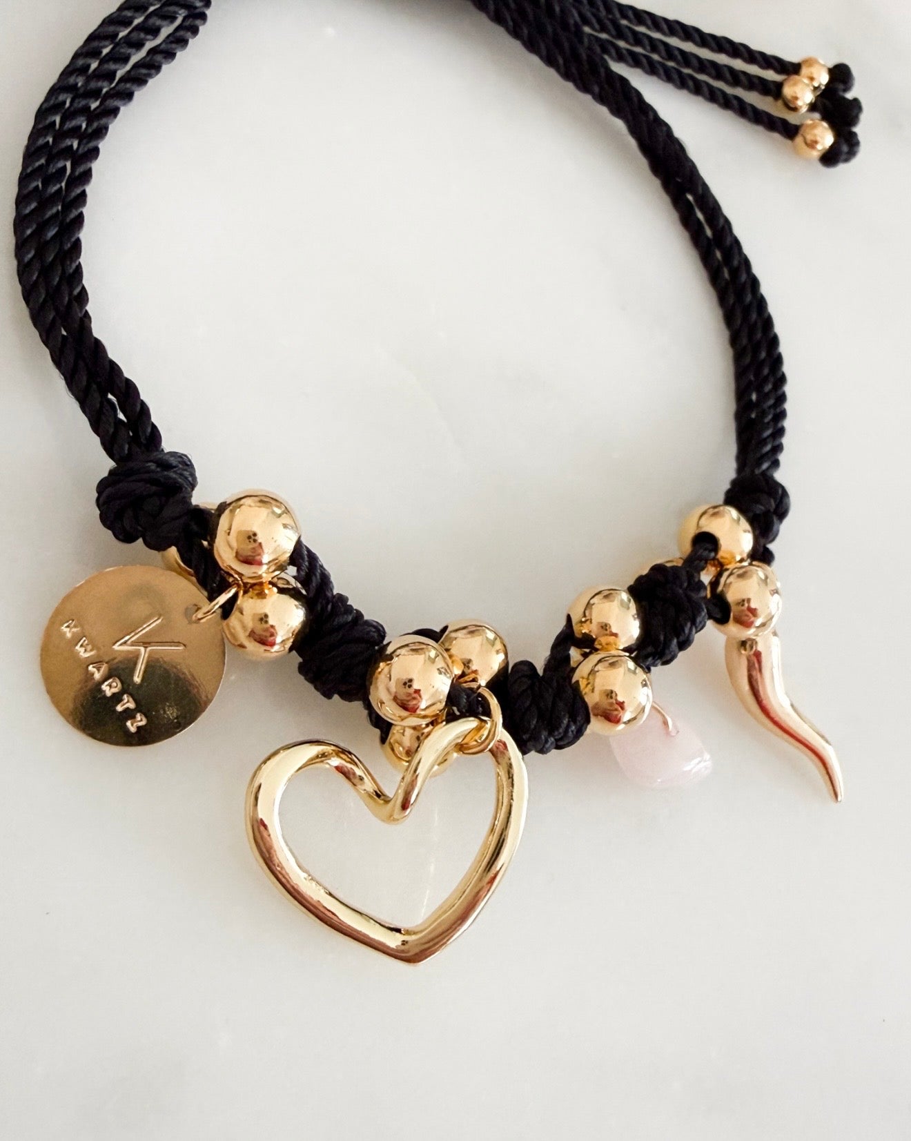 Amy Open Heart Bracelet (Black)