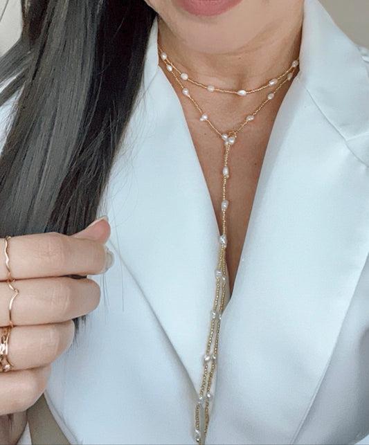 Lara Pearl Long  Necklace