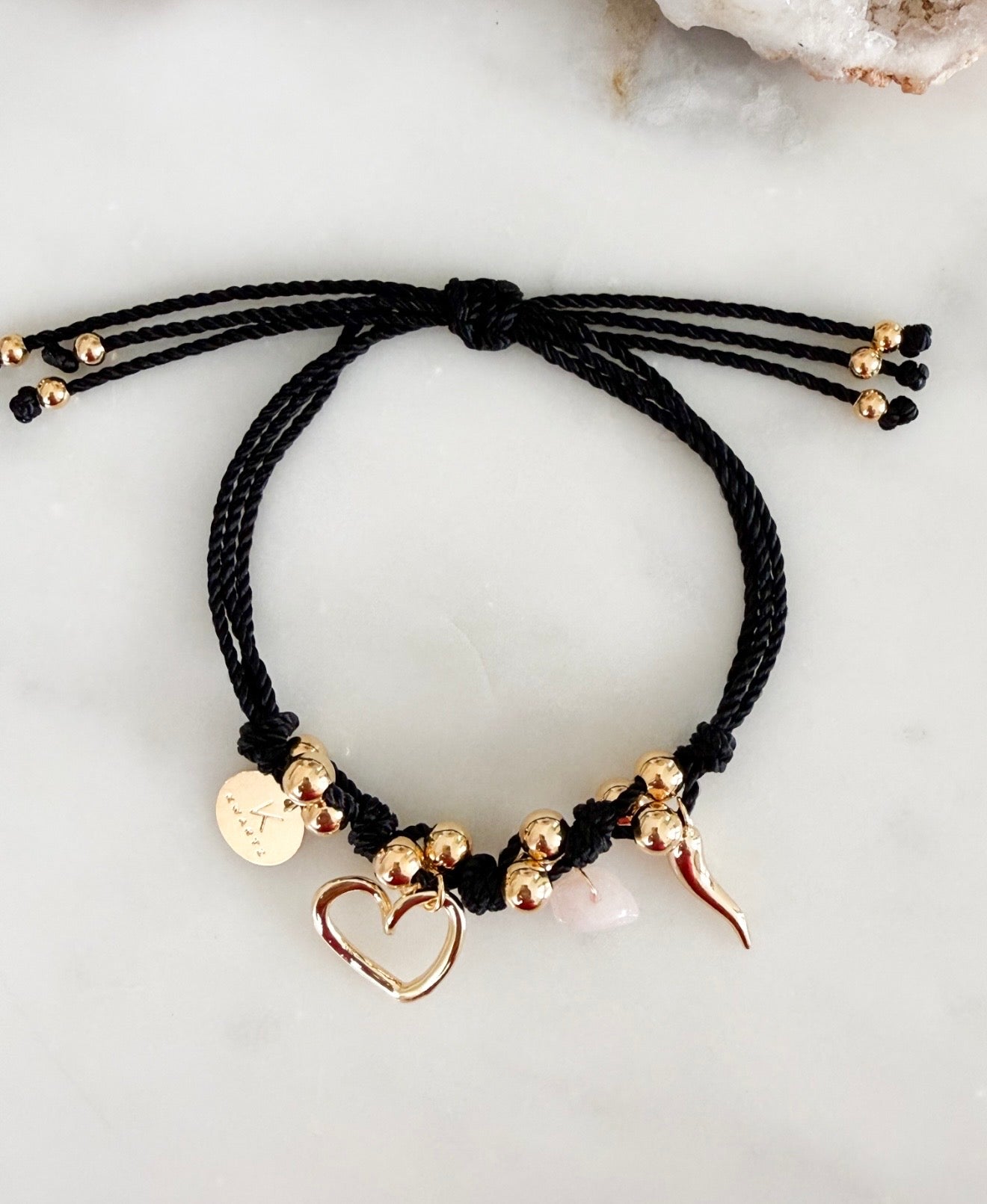 Amy Open Heart Bracelet (Black)