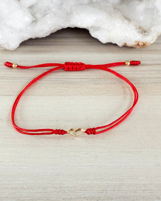 Heart & red cord Bracelet