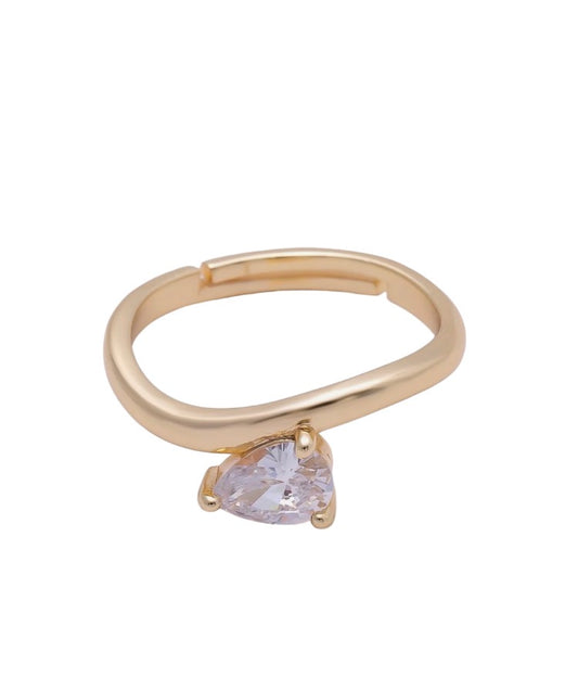 Clear Teardrop Curved Ring