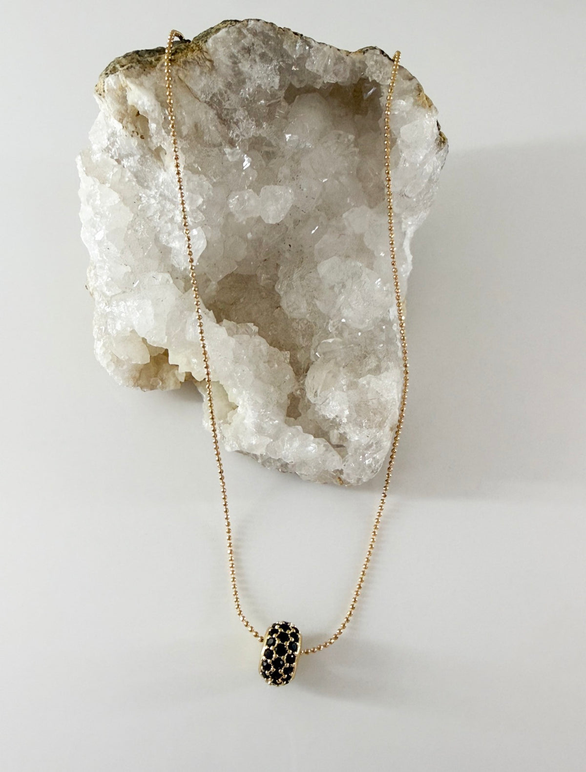Black Zirconia Round Necklace