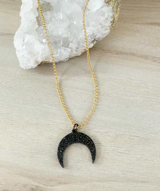 Crescent Moon Black Necklace