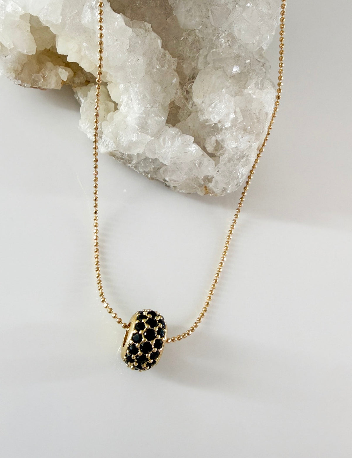 Black Zirconia Round Necklace