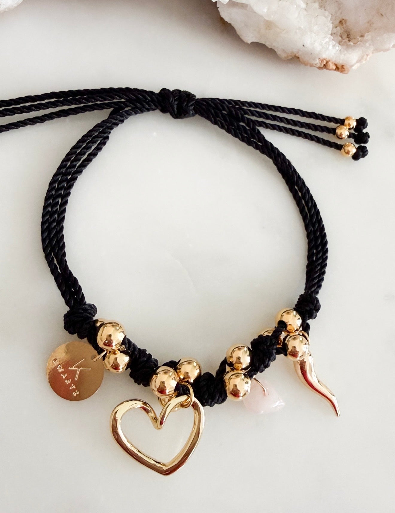 Amy Open Heart Bracelet (Black)