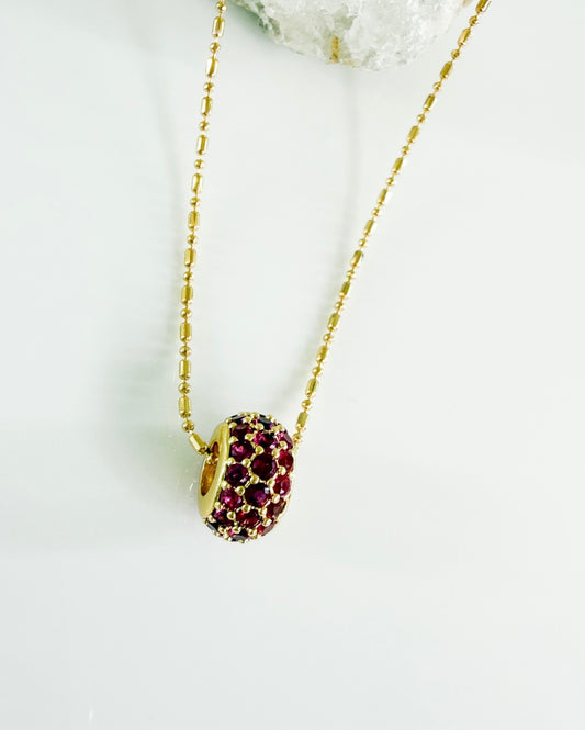 Fucsia Zirconia Round Necklace