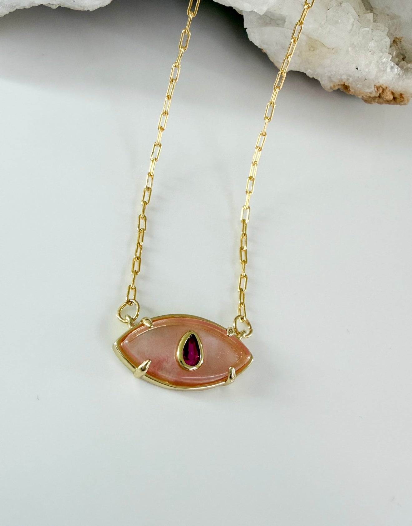 Rose Quartz Eye Necklace
