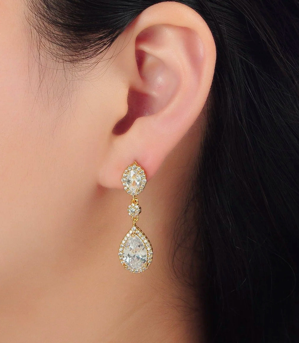 Clear Drop Zirconia Earrings