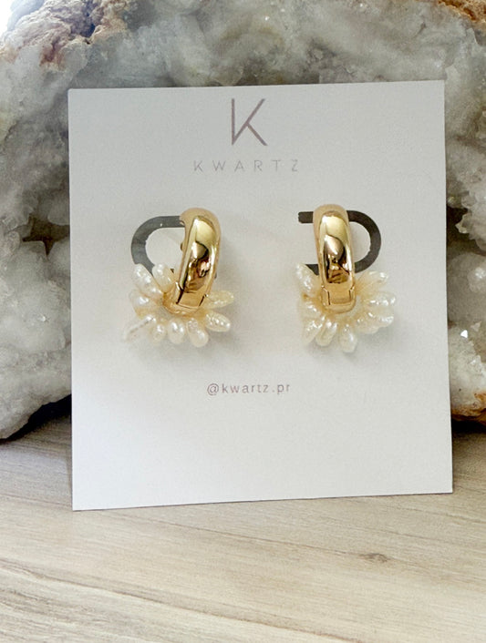 Donut Pearl Huggies Earrings