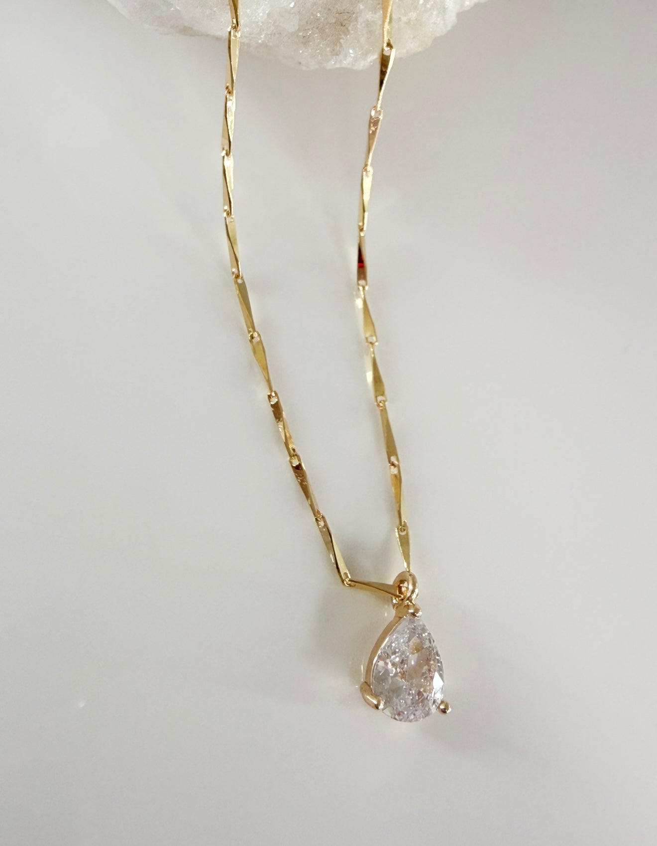 Zirconia Clear Drop Neckalce