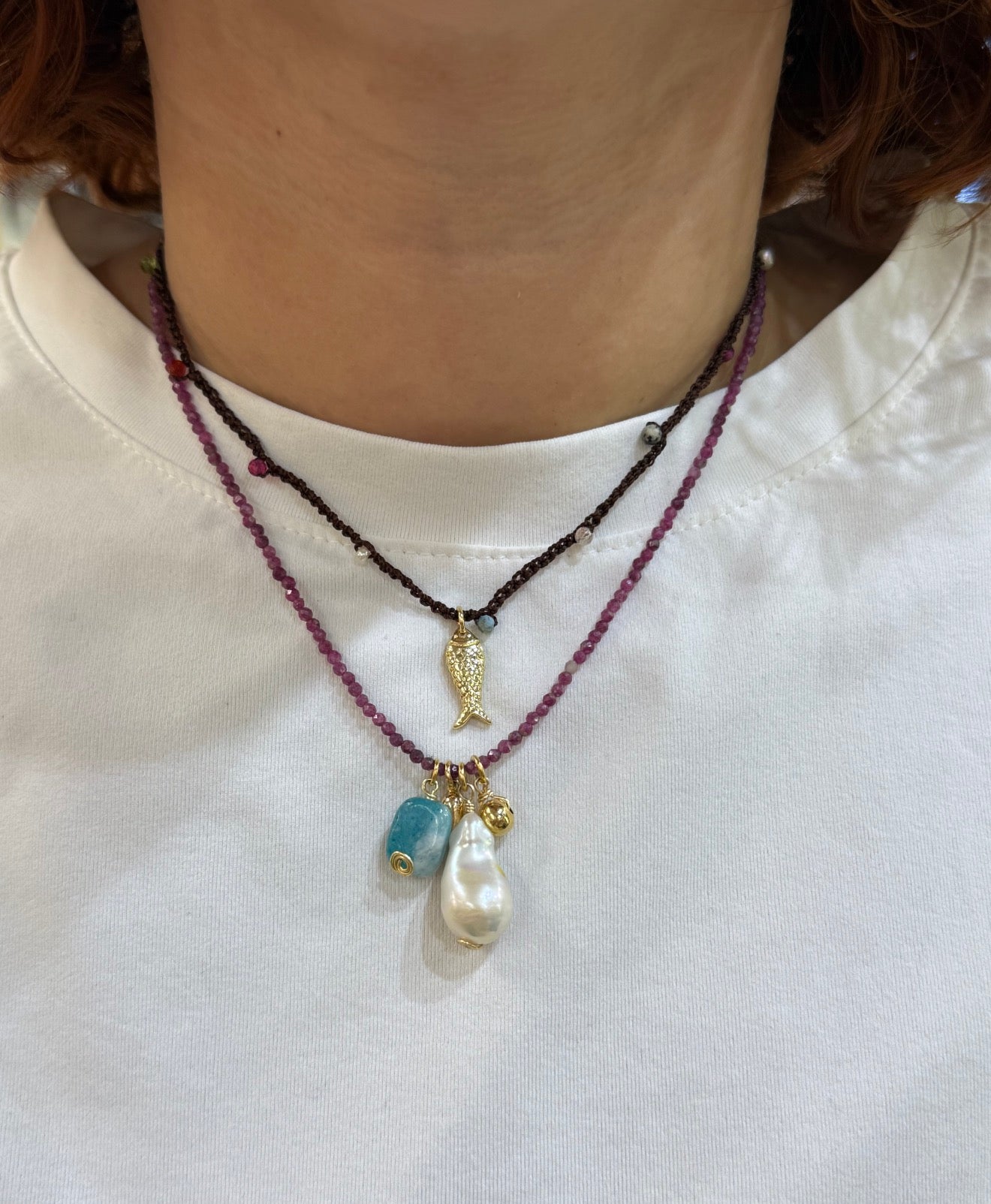 Crochet multicolor fish Necklace