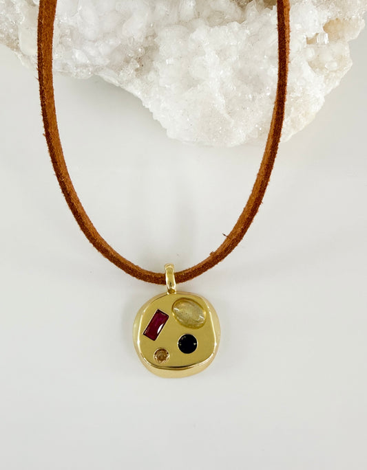Stones Circle Leather Necklace
