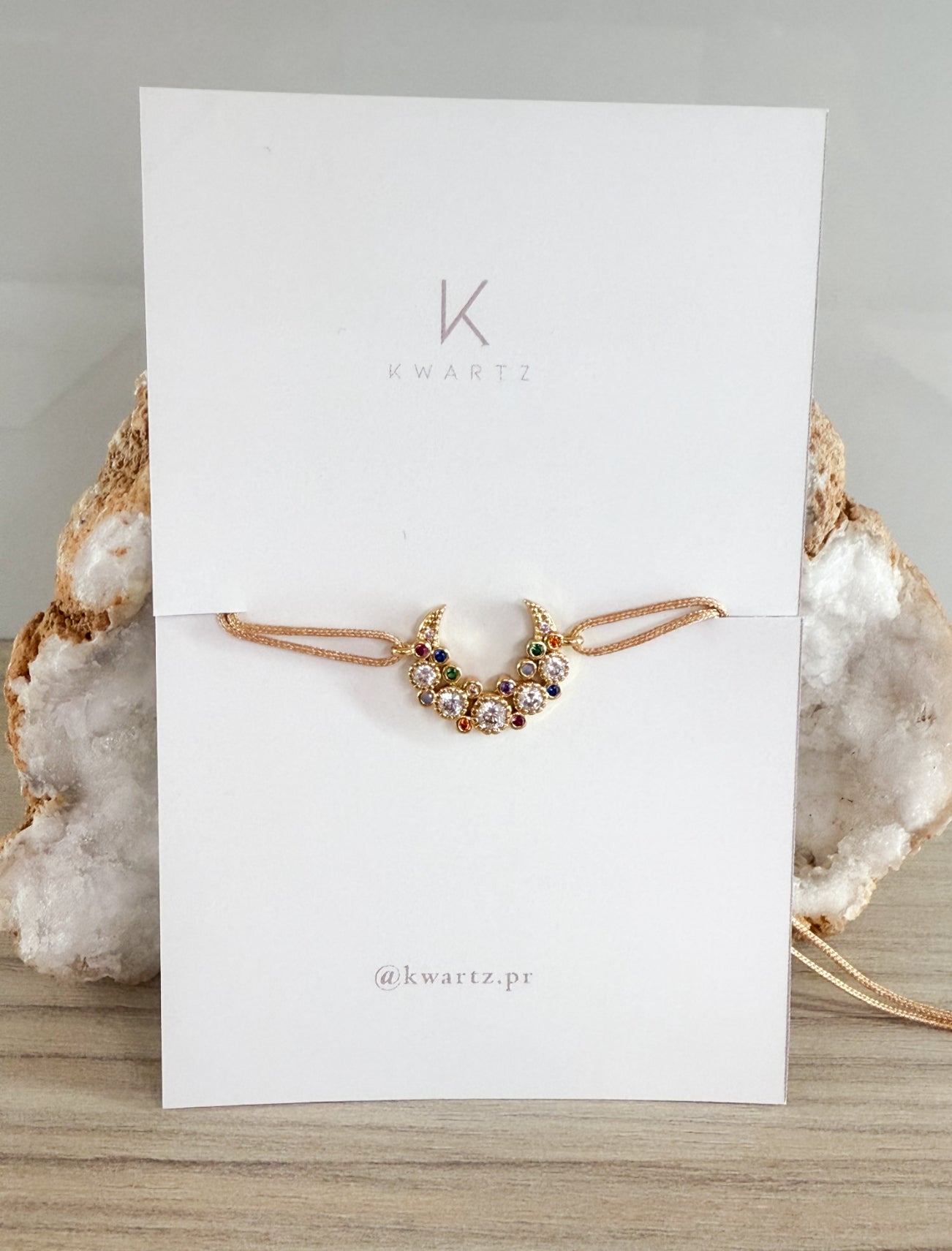 Pave Color Crescent Moon Bracelet