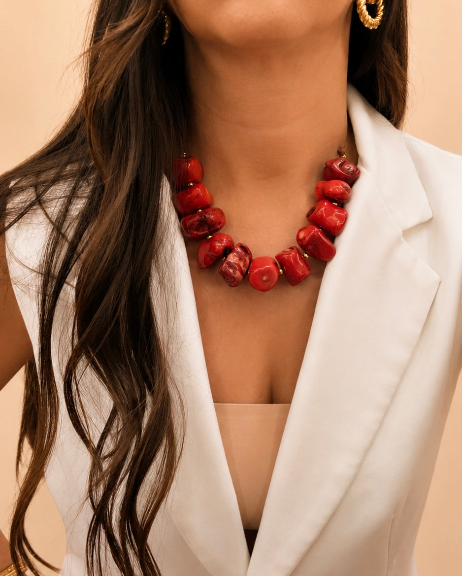 Red Bambú Necklace