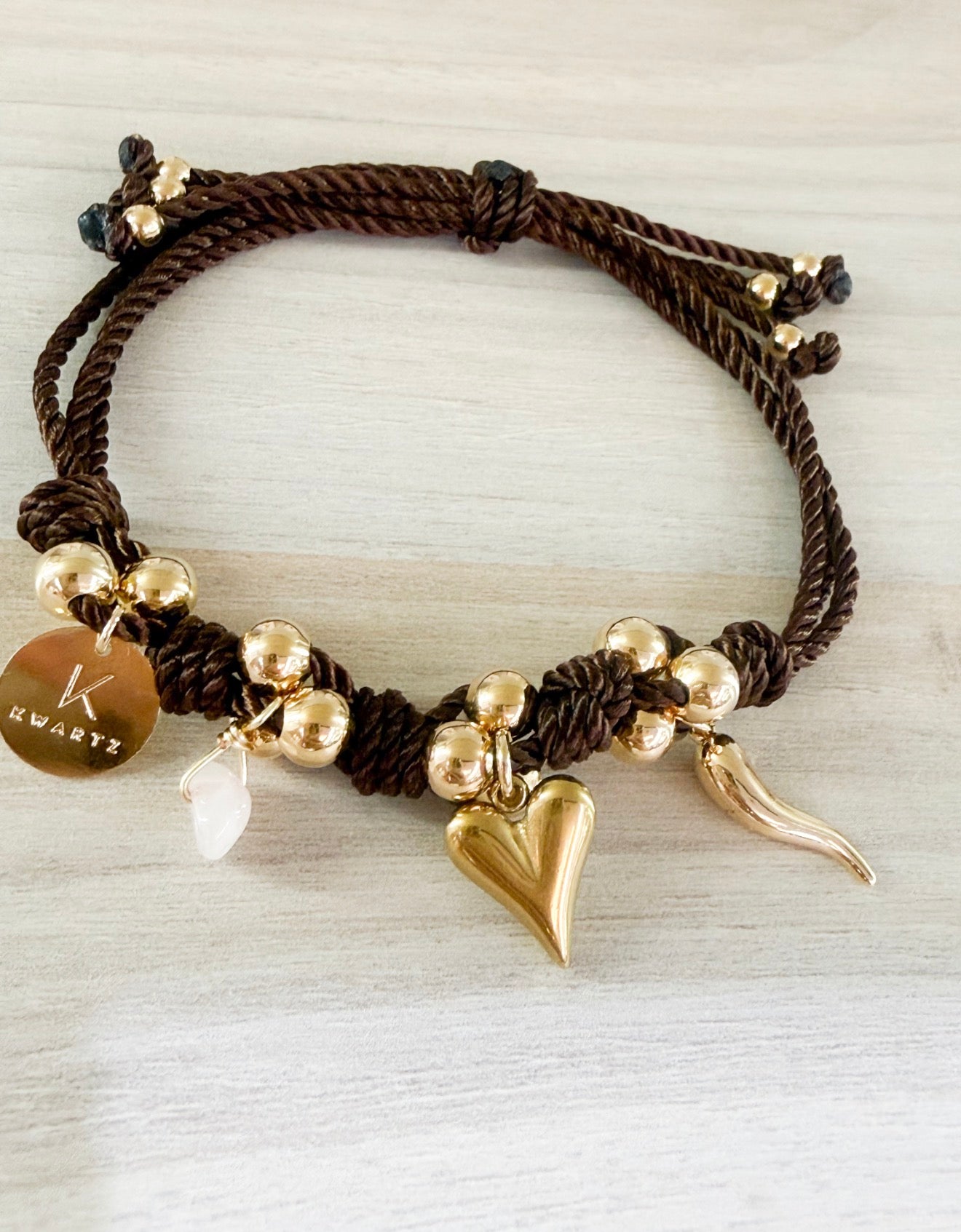 Amy Medium Heart Bracelet (Brown)