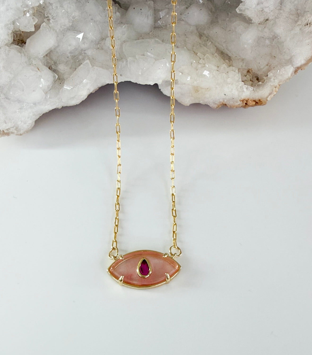 Rose Quartz Eye Necklace