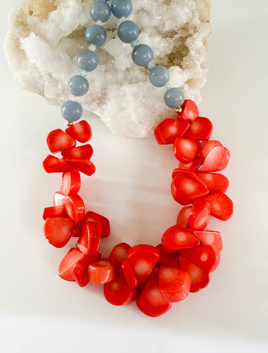 Coral (Peach) Stone Necklace