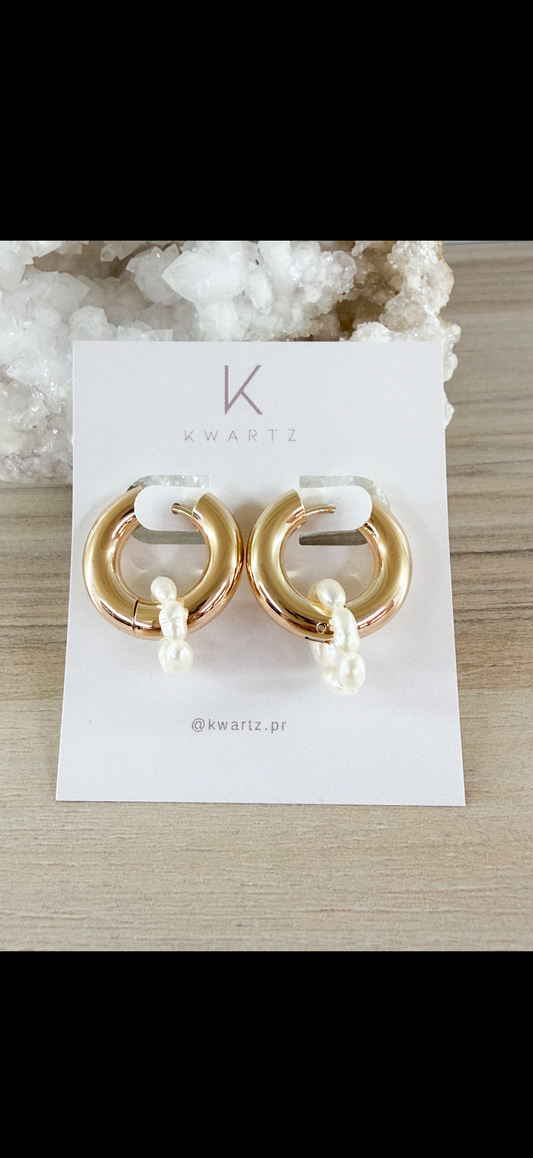 Donut Pearl Huggies Earrings
