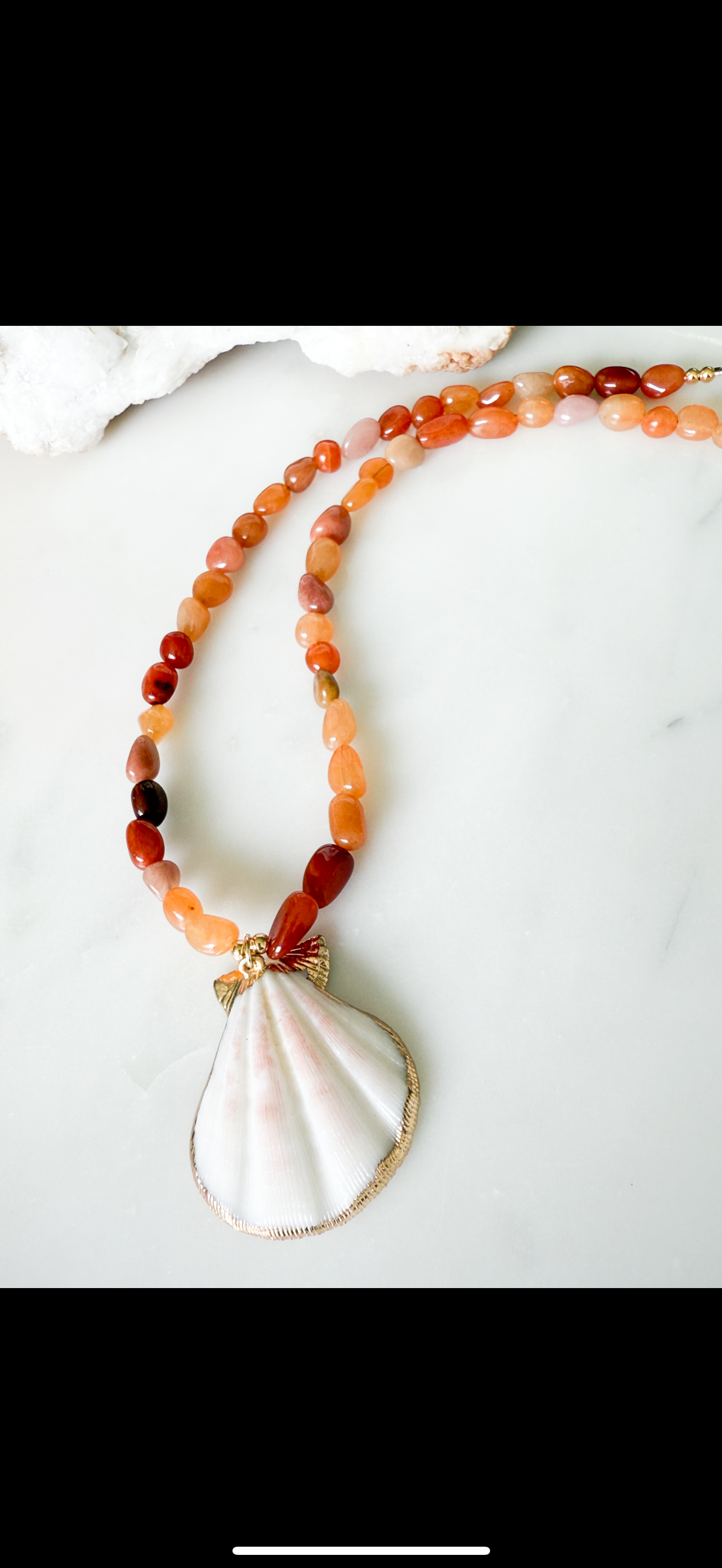 Orange Sea Shell Necklace